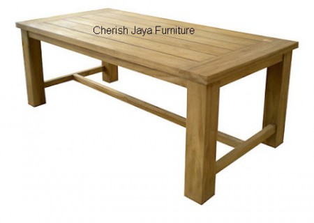 Code: SJDT 008 Name:Simplicity-Slatsloop-Slamprat-Dining-Table Size:  W=180 x D=90  x H=78 cm  W=200 x D=100 x H=78 cm W=260 x D=100 x H=78 cm W=280 x D=100 x H=78 cm Thickness top = 3 cm Thickness leg = 10 cm Wood: Solid Teakwood